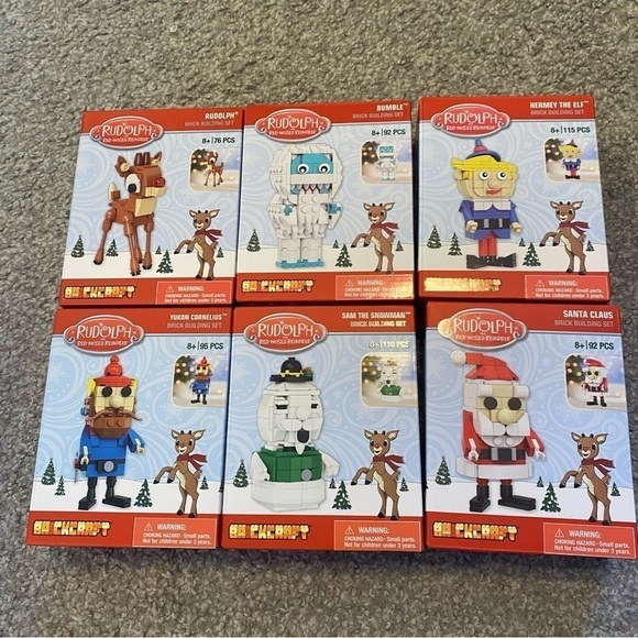 Rudolph Brickcraft Block Building Complete Set Figures Bumble Hermey Yukon Sam - Picture 2 of 3